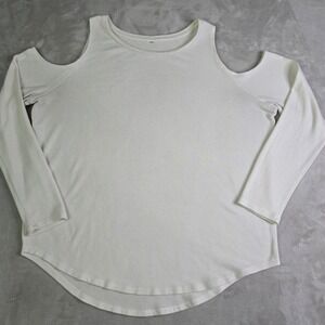 Old Navy Womens Cream Cold Shoulder Long Sleeve Knit Top Size XL